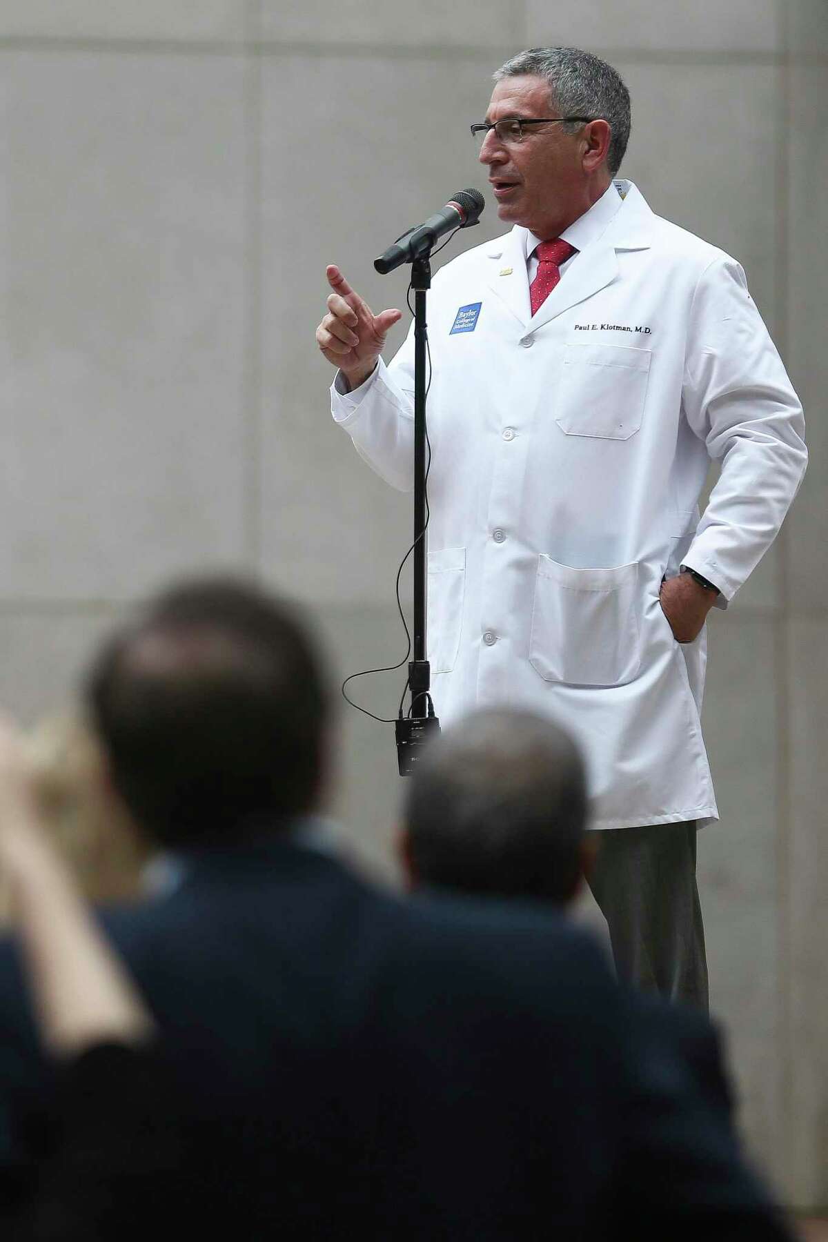 Baylor College of Medicine president, CEO and executive dean Dr. Paul Klotman speaks during Match Day Friday, March 16, 2018 in Houston. Match Day pairs fourth-year medical students with residency programs across the country for their next three to six years of training. (Michael Ciaglo / Houston Chronicle)