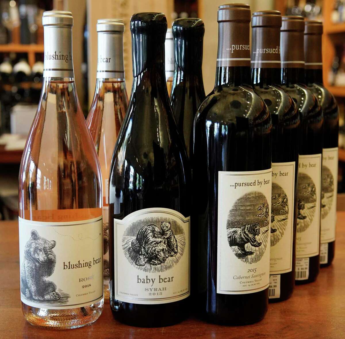 Houston Wine Merchant’s prices for Pursued by Bear wines are $35.99 for the rosé, $72.99 for the syrah and $84.99 for the cab.