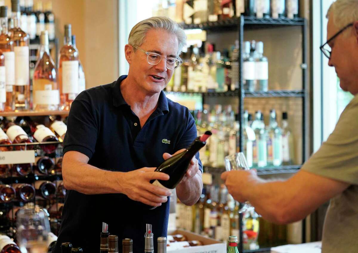 Kyle MacLachlan visited Houston Wine Merchant to hand-sell his trio of Pursued by Bear wines.