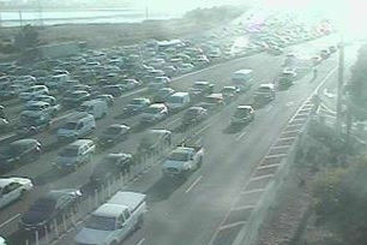 Traffic backed up well into Berkeley Wednesday morning after a crash in the left HOV lane.
