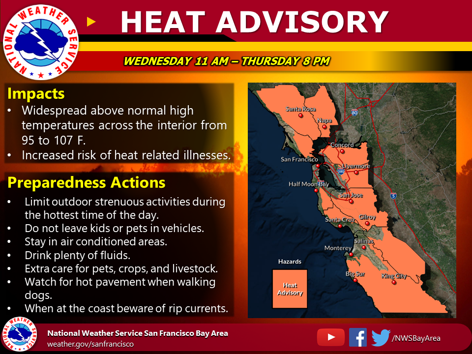 Heat advisory issued as Bay Area forecast hits triple digits