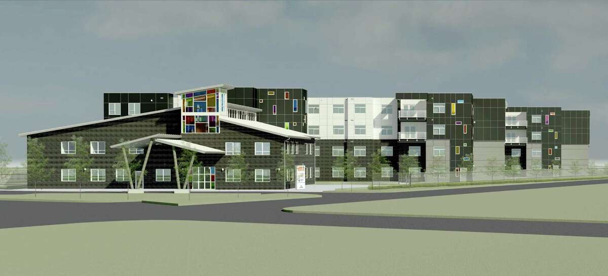 A rendering of the Montrose Center’s planned 112-unit project in Third Ward, the first LGBT-affirming housing for low-income LGBT seniors in Texas.