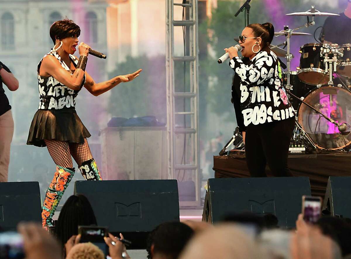 Salt-N-Pepa performs during the Capital Concert Series at the Empire State Plaza on Wednesday, Aug. 14, 2019 in Albany, N.Y. (Lori Van Buren/Times Union)