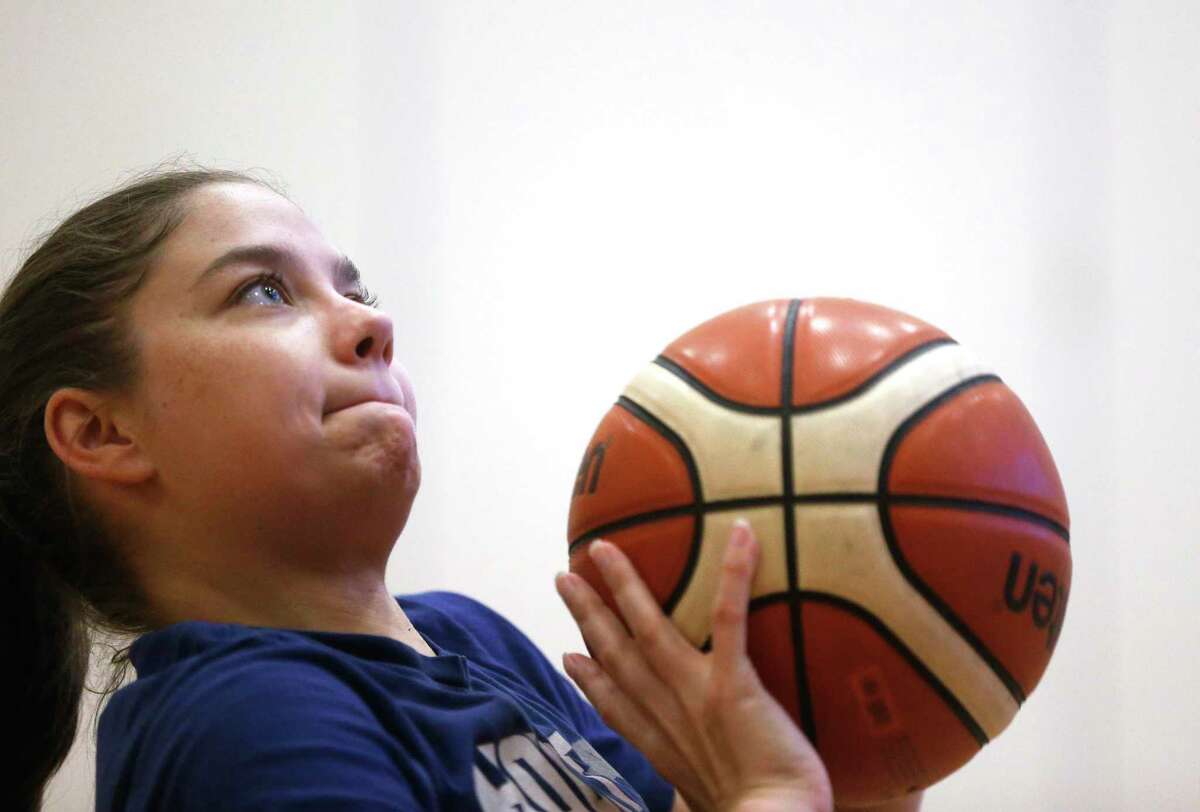 Kaitlyn Eaton practices at the Adaptive Sports and Recreation on Thursday, June 6, 2019 in Houston. Eaton, a Houston native, is a member of the U.S. Women's wheelchair basketball team. She will compete with the team at the Parapan American games in Lima, Peru in August for a chance to qualify for the Tokyo 2020 Olympics