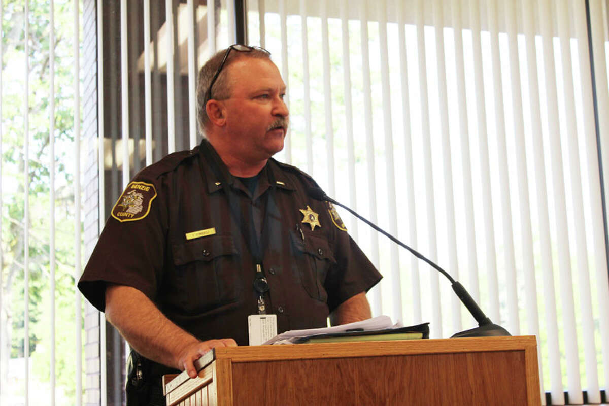 JAIL IMPROVEMENTS: Jeff Conquest, jail administrator for the Benzie County Jail, explains the benefits of purchasing new video conferencing and interview recording equipment to the Benzie County Board of Commissioners at a meeting held on Aug. 20. (Photo/Colin Merry)