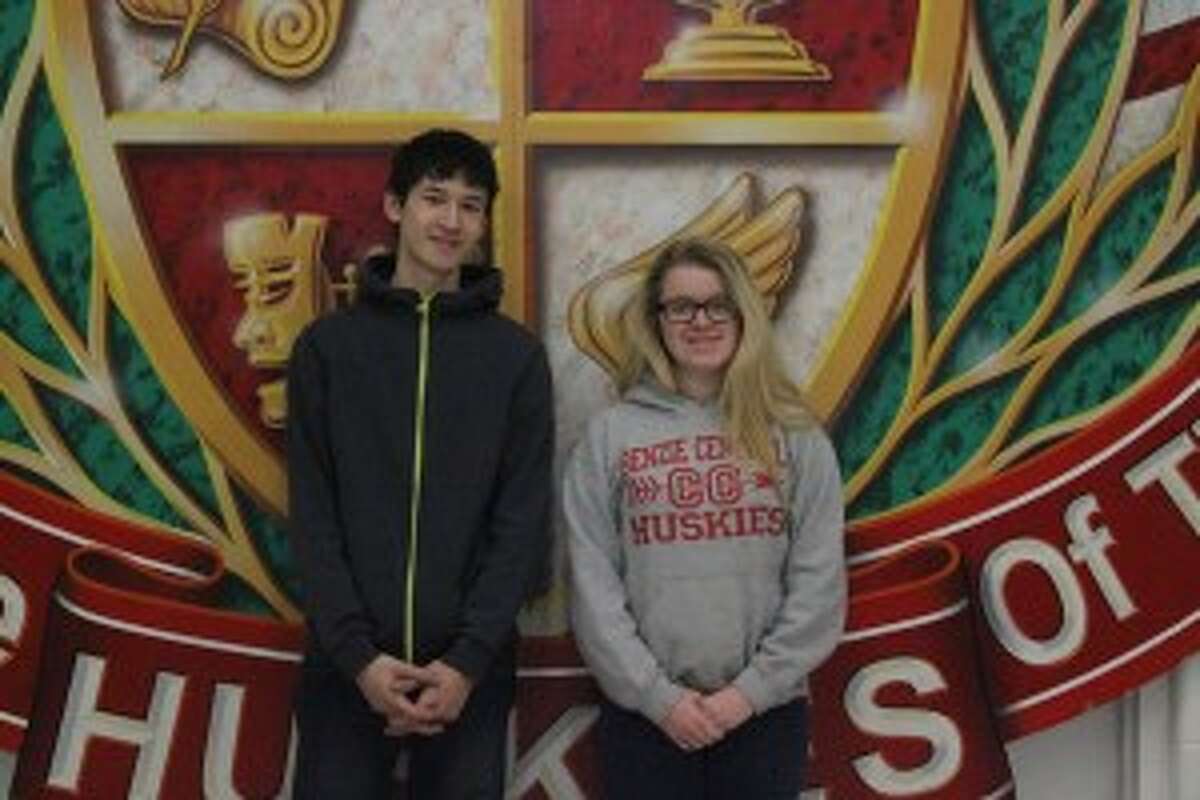 TOP STUDENTS IN BENZIE: Benzie Central students Christian Kelley and Tessa Burch were named students of the month for February. (photo/Bryan Warrick)