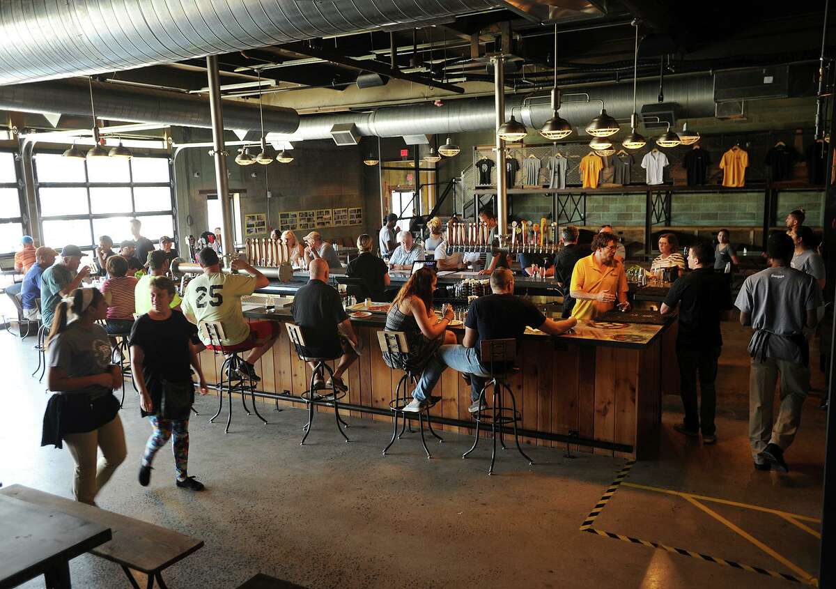 Brewport, Bridgeport 3.5 stars | 378 reviews on Yelp Address: 225 South Frontage Road, Bridgeport, CT 06604 Smaller round tables are eight feet apart. Long tables are six and a half feet apart and bolted down so customers can’t combine them. Masks required. 
