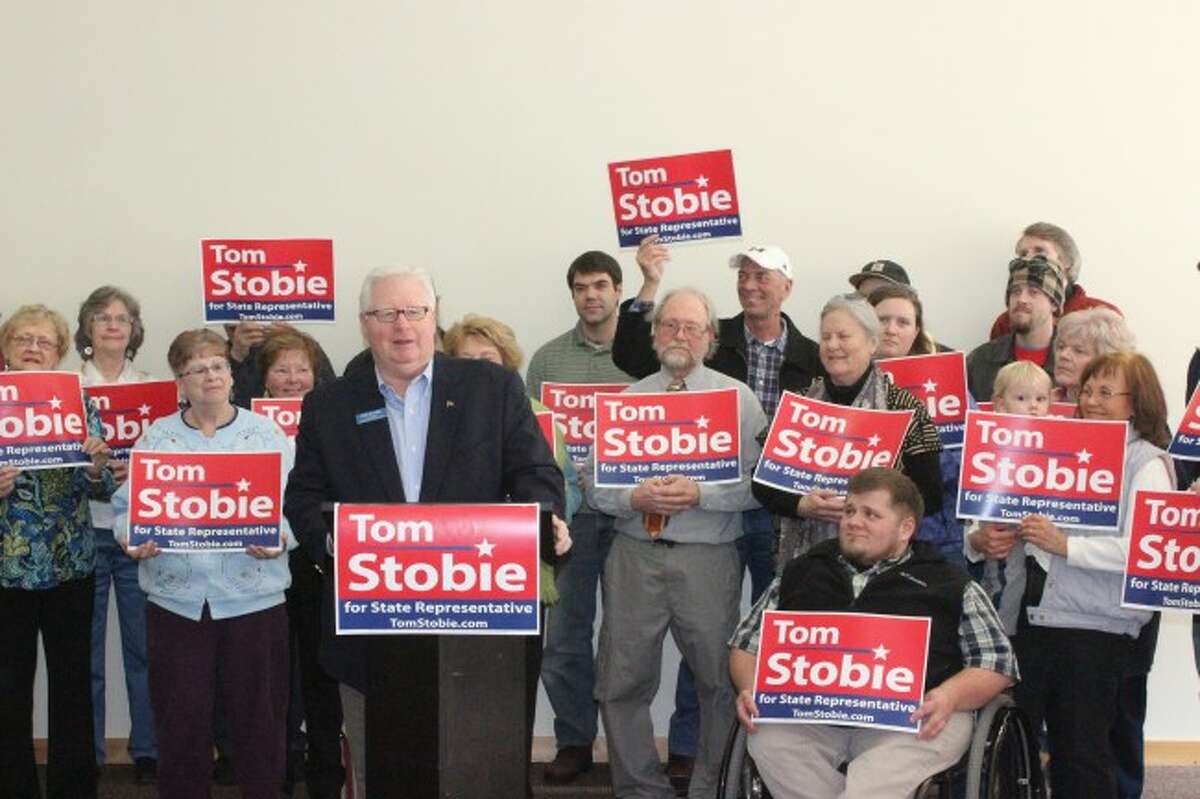 RUNNING FOR OFFICE: Local teacher and administrator Tom Stobie announced his campaign for state House of Representatives on Thursday across northwest Michigan, including Benzie County. (Photo/Bryan Warrick)