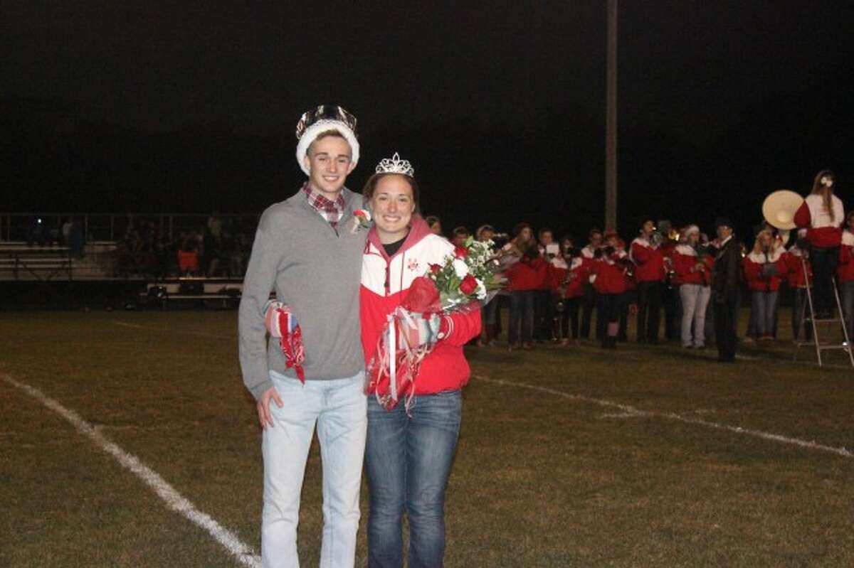 BENZIE ROYALTY- The Benzie Central HS 2014 Homecoming King and Queen, Zane Brooks and Mariah Hanson, were announced during halftime at the Benzie football game. (Photos/Bryan Warrick)