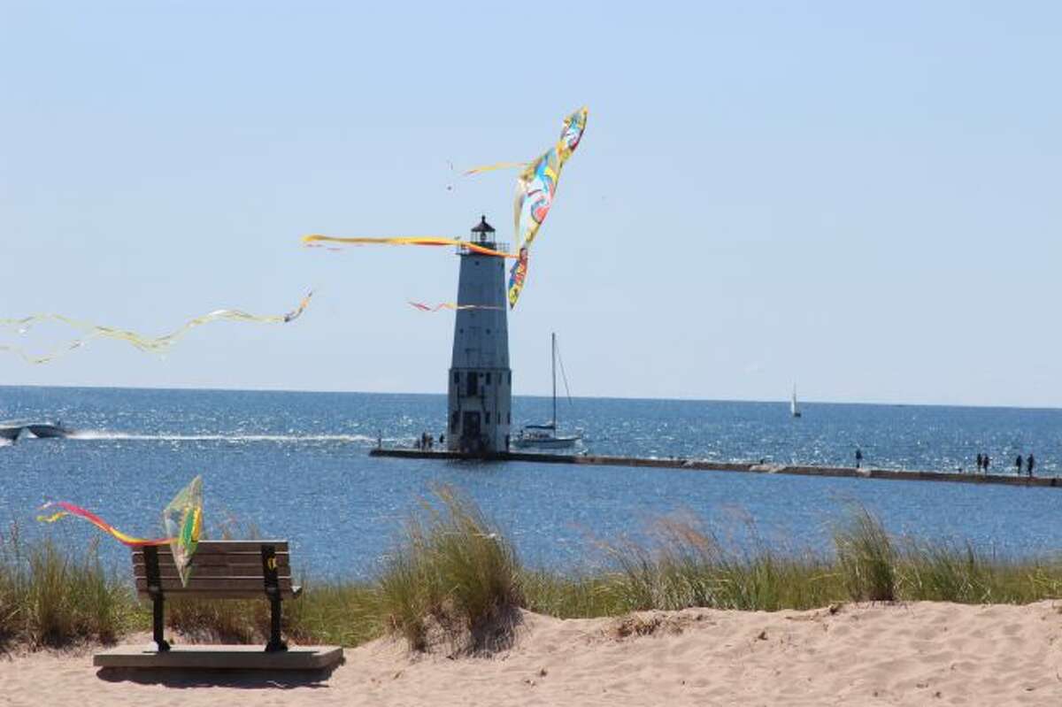 It was perfect weather for flying a kite on Saturday at the Lake Michigan Beach in Frankfort. (Photo/Colin Merry)
