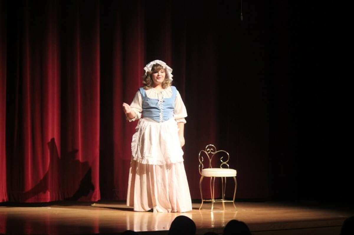 FAMOUS NARRATOR: Benzie Central student Melia Lorenz plays the narrator Mother Goose for the Fairy Tale Christmas Carol. During the show, students told the famous holiday story as famous Fairy Tale characters.