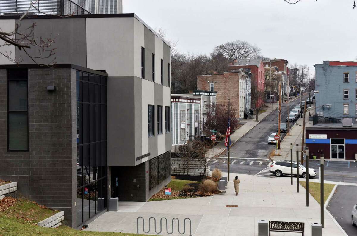 A view up Philip Street from the Capital South Campus Center on Warren Street in Albany, N.Y. (Will Waldron/Times Union)