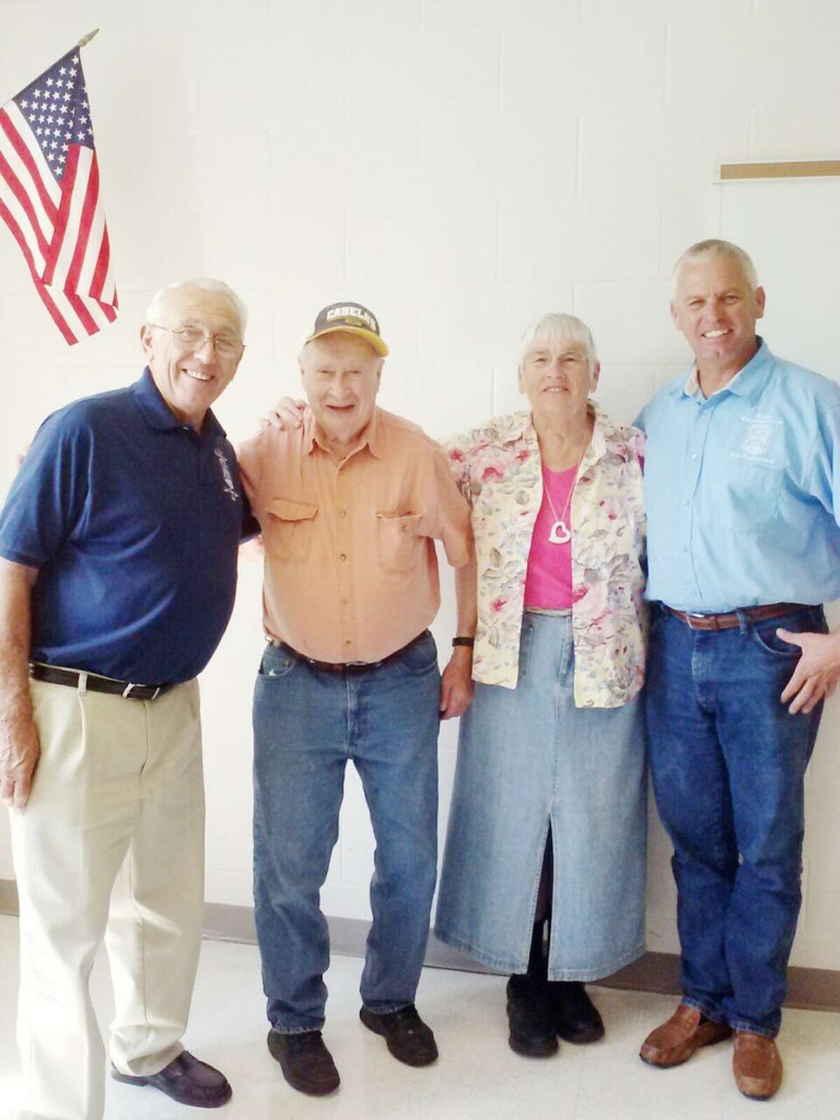 HELPING OUT: Volunteering at Maxine’s Closet are (from left to right) Wayne Bumstead, Bill Martin, Beverly Bumstead and Jon Bumstead. (Courtesy photo)