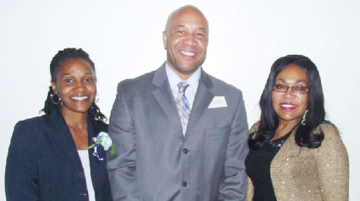INSPIRATION: Baldwin Community Schools Superintendent Stiles Simmons served as guest speaker for FiveCAP’s 36th Annual Head Start/Early Head Start Parent Volunteer Honors Banquet. He is pictured with his wife Wendy Simmons (left) and FiveCAP Head Start Executive Director Mary Trucks (right).