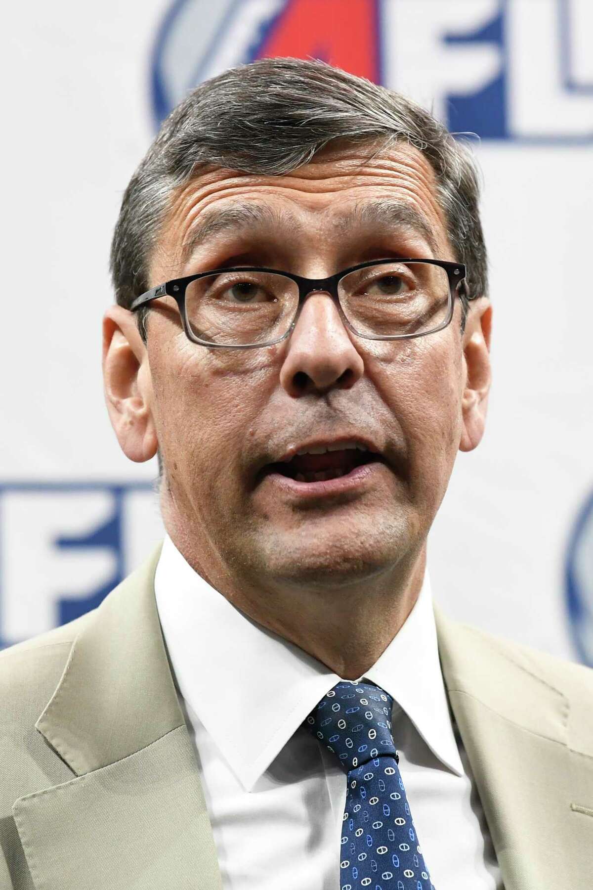 Arena Football League Commissioner Randall Boe speaks during the Arena Football League 2019 award ceremony at the Times Union Center, Saturday, Aug. 10, 2019, in Albany, N.Y. (Hans Pennink / Special to the Times Union)