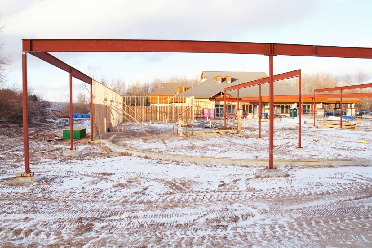 IN PROGRESS: Construction is underway for the Susan P. Wheatlake Regional Cancer Center in Reed City. Around $800,000 is left to be raised for the project. (Herald Review photo/Sarah Neubecker)