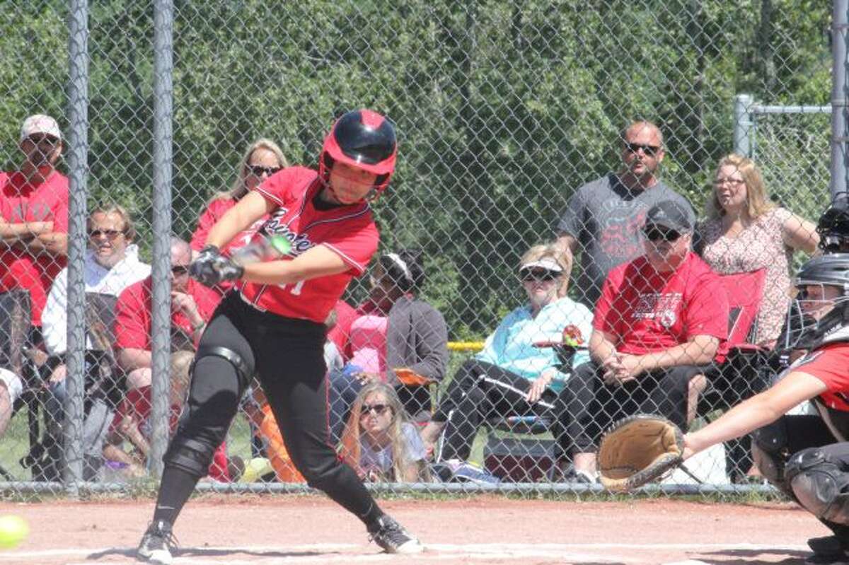 Alyssa Olds connects with a pitch.