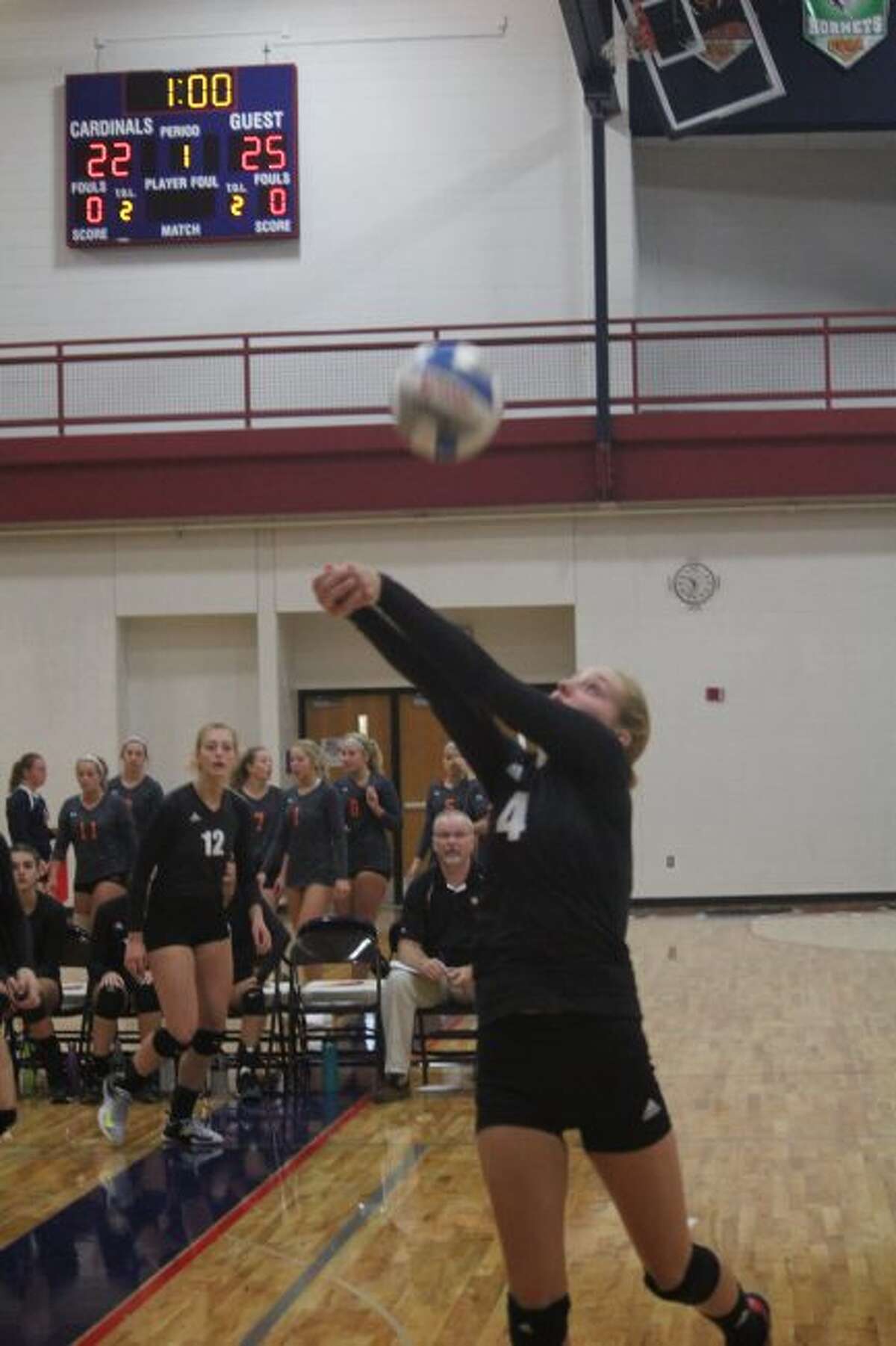 Claudia Francke passes the ball for Reed City.