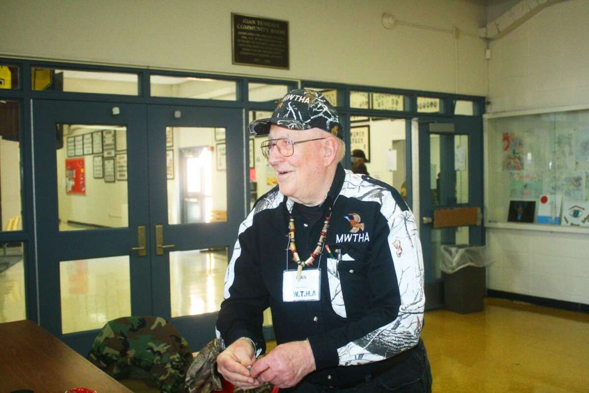 TURKEY HUNTER: Ivan Giese of LeRoy was a familiar face at the Turkey Hunters Rendezvous in Baldwin recently. (Herald Review photo/John Raffel)