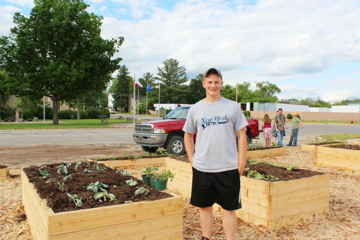 Beautiful and practical: Thanks to Nathan Renne and his hard work, as of last year, Evart has become of the many cities in Michigan to have a community garden. The raised bed plots will be available at no cost to community members for growing vegetables and flowers. (File photo)