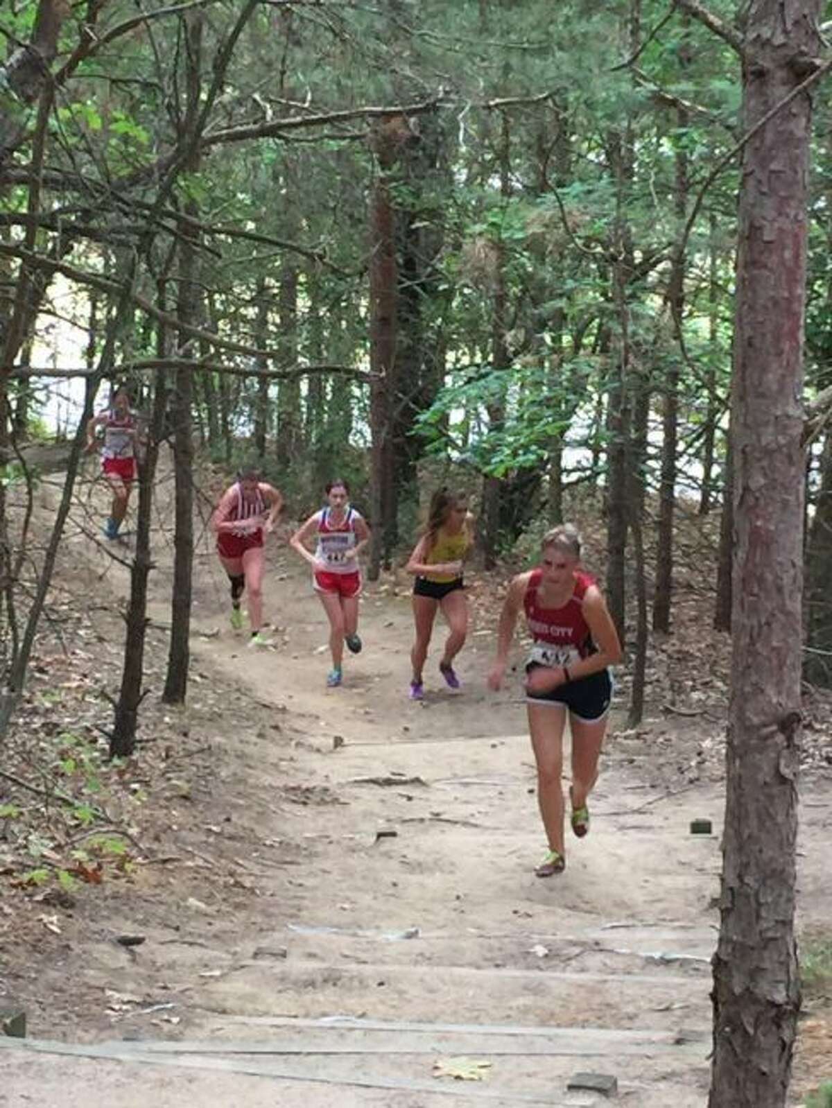 Reed City's Olivia Thompson works her way up a hill.