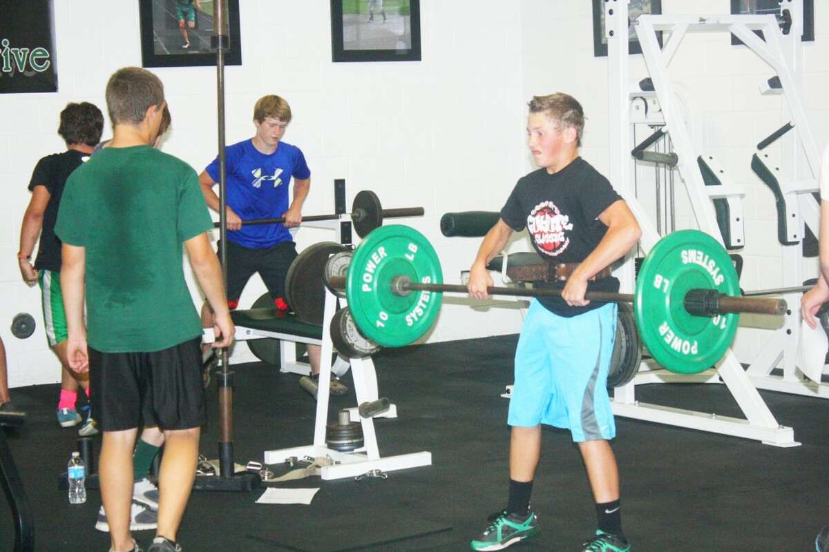 Weight lifting: Pine River football players have been lifting weights on a steady basis. (Herald Review/John Raffel)