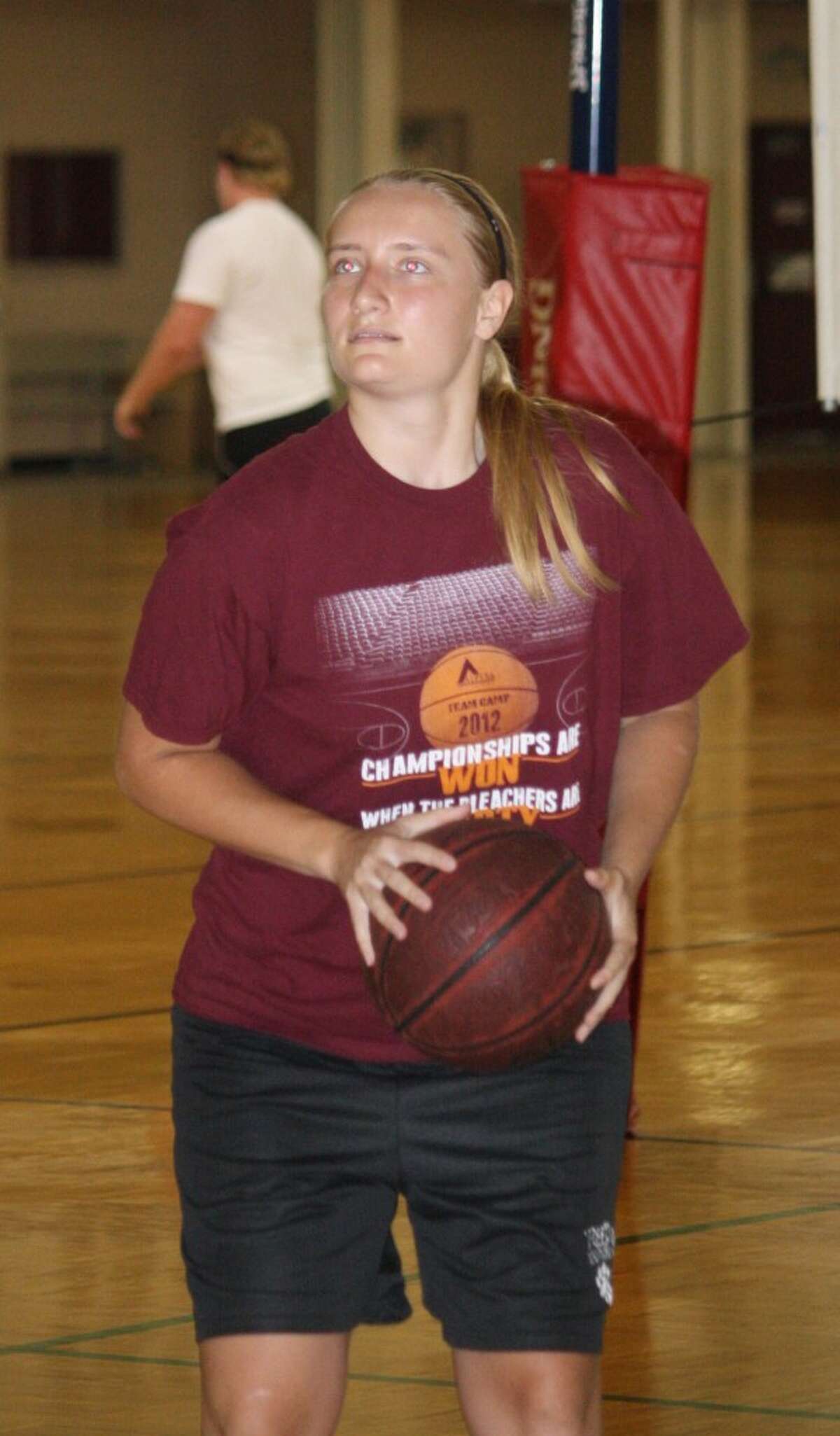 NEXT LEVEL: Courtanee Stieg of Reed City and Alpena Community College, works on her shooting at the Ferris Student Recreational Center.