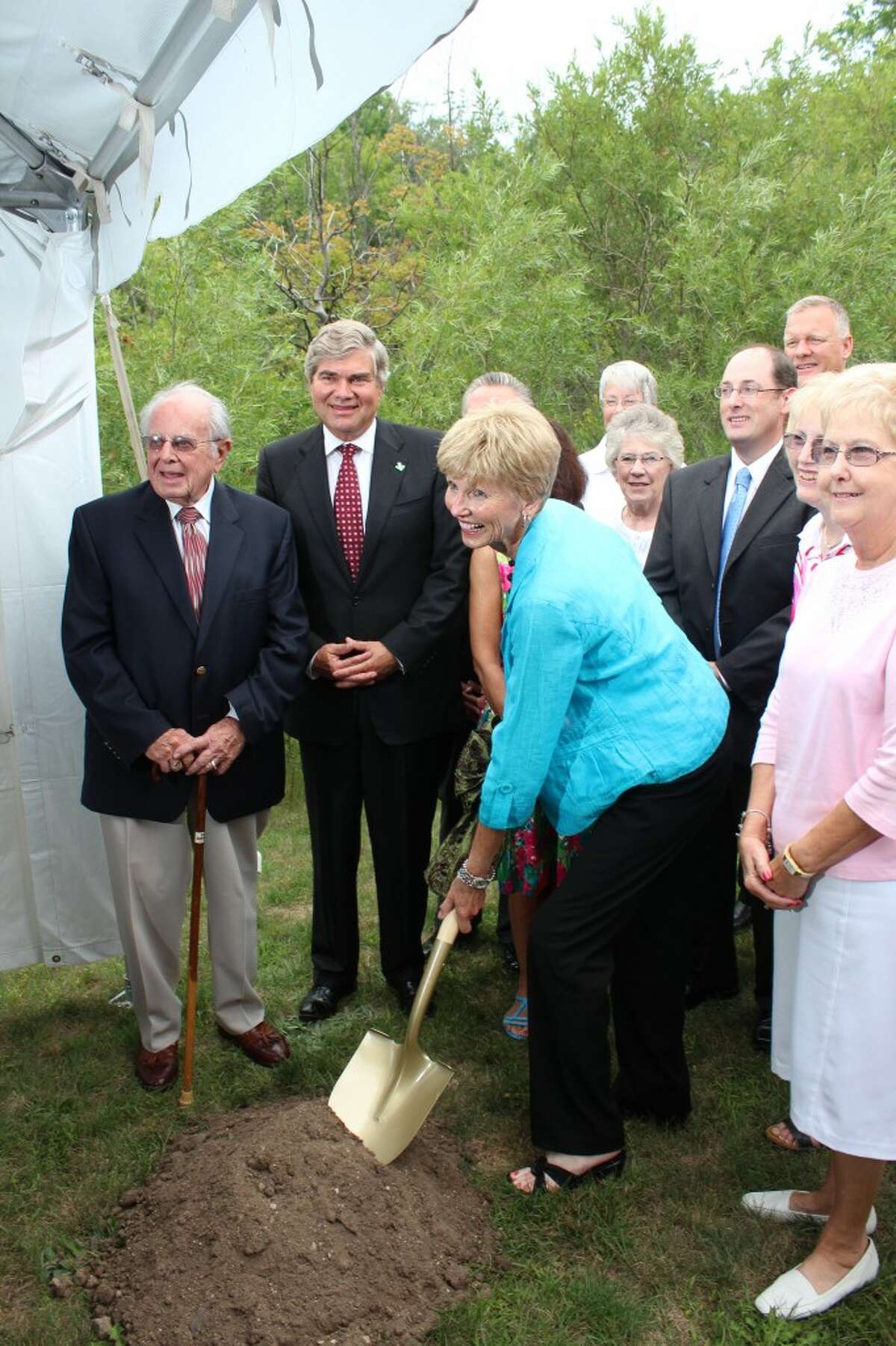GROUND BREAKING: Susan Wheatlake (center) breaks ground for the $8.9 million Susan P. Wheatlake Regional Cancer Center. The facility is scheduled to open in summer 2013.