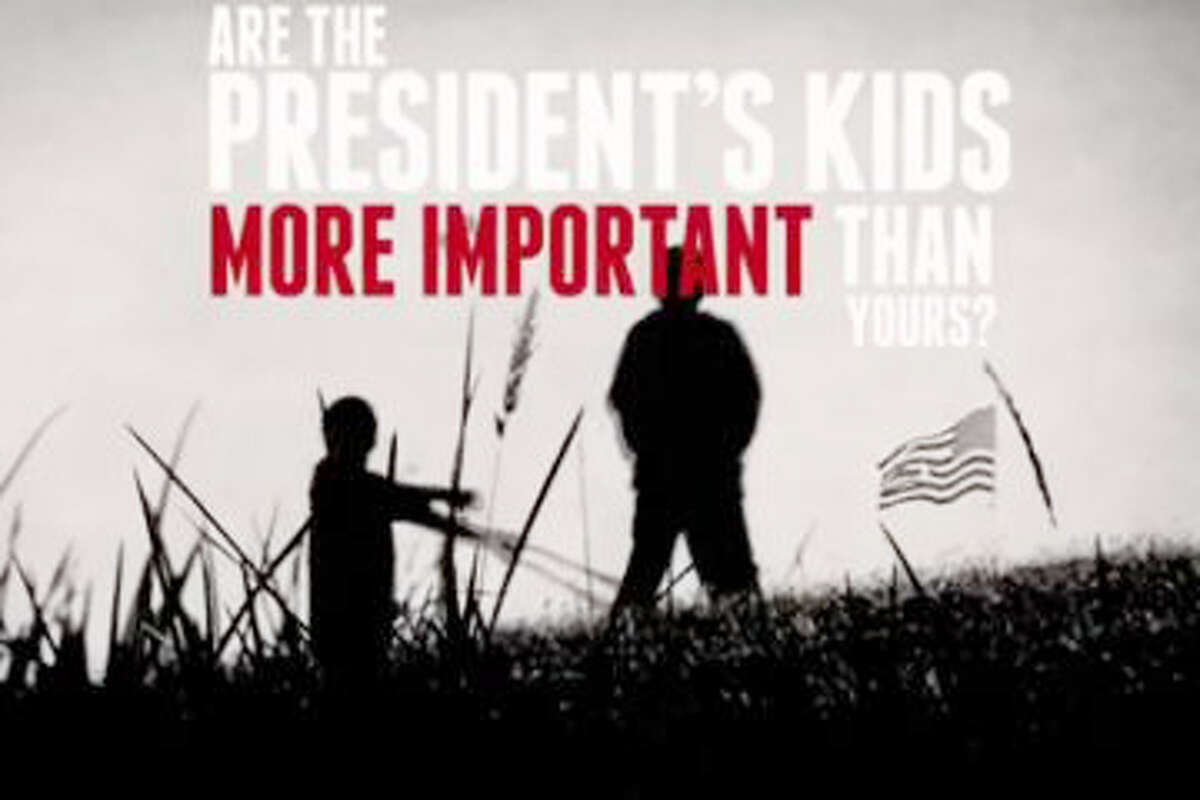 ADVERTISEMENT: An image from the recent NRA ad that brought the President's children into the political fray. (Screen capture)