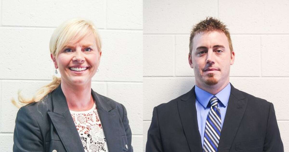 Jaime Heuker and Peter Thompson have joined the Pine River Area School District as administrators. They pair's positions were approved by the board of education at the July 2 meeting. (Herald Review photos/Karin Armbruster)