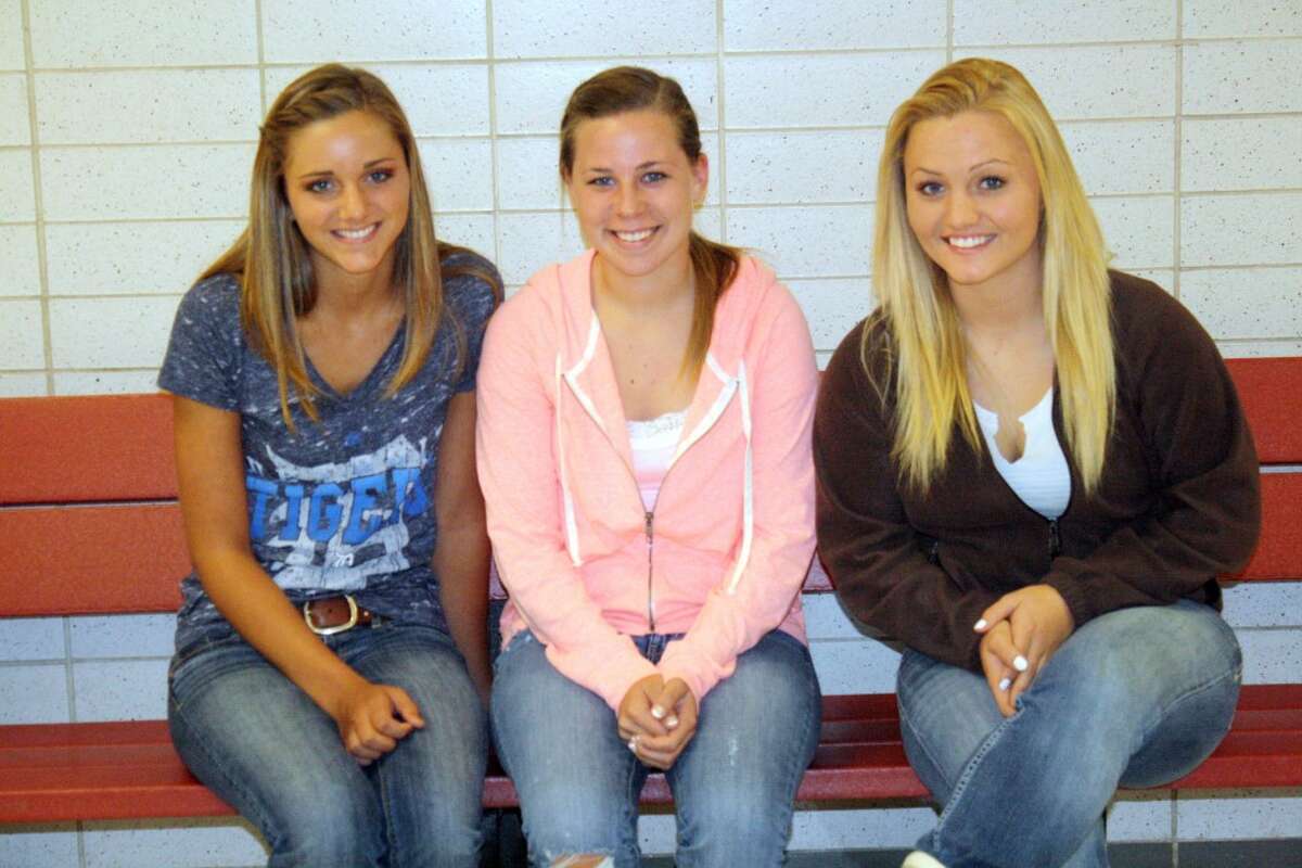 HEADING TO FINALS: Among the Reed City equestrian team members going to state finals are, from left, Miranda Battle, Madeline Harrington and Ciarra Engstrom. (Herald Review photo/John Raffel)