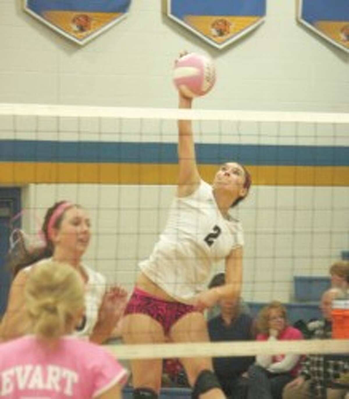 UNBLOCKED: Cayman Gatt (2) goes for the kill for Pine River during the regular season. (File photo)