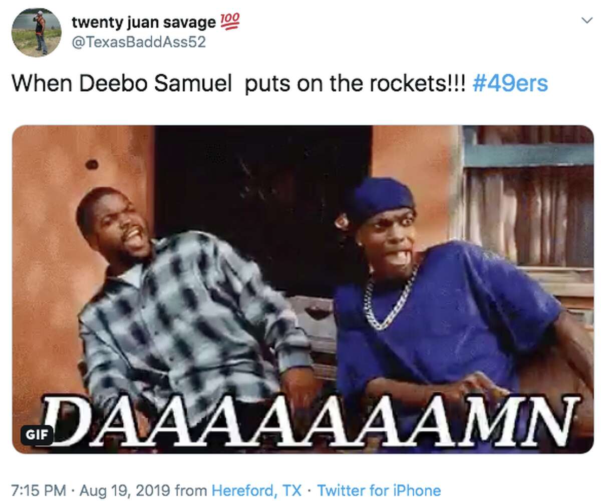 San Francisco 49ers rookie wide receiver Deebo Samuel reached 21 miles per hour during a 45-yard run against the Denver Broncos on Monday Night Football and it got 49ers fans excited about what he could bring to the team.