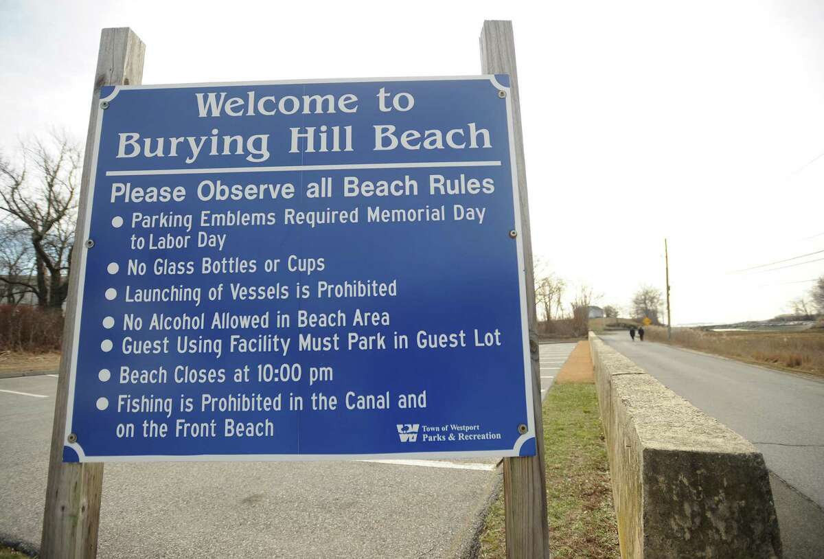 The entrance to Burying Hill Beach in Westport, Conn. on Thursday, January 7, 2016.