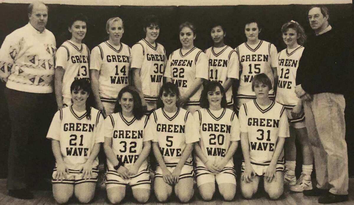 The New Milford High School girls’ varsity basketball team for the 1991-92 school year is shown above. Coach Bigham, back left, and Coach Bierbower, back right, are shown with, from left to right, in front, Christina Marazita, Diane DaCunha, Amy Fogel, Sally Miller and Anne Radday, and I nback, Jen Metcalf, Debbie Russell, Liz Miller, Megan Vermilyea, Corey Brady, Meegan O’Connell and Kathy Davis. If you have a “Way Back When” photograph you’d like to share, contact Deborah Rose at drose@newstimes.com or 860-355-7324.