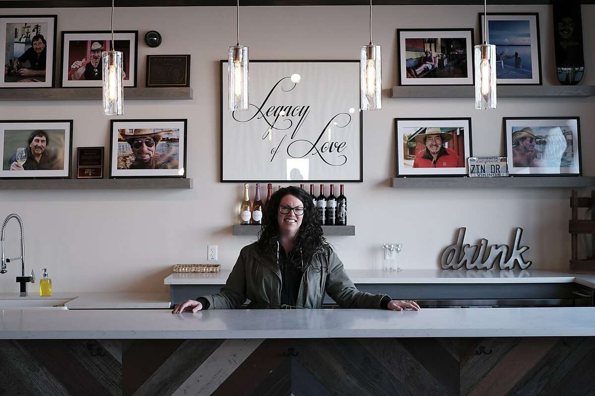 Winemaker Shauna Rosenblum in the Reserve Room at Rock Wall Wine Co. in Alameda