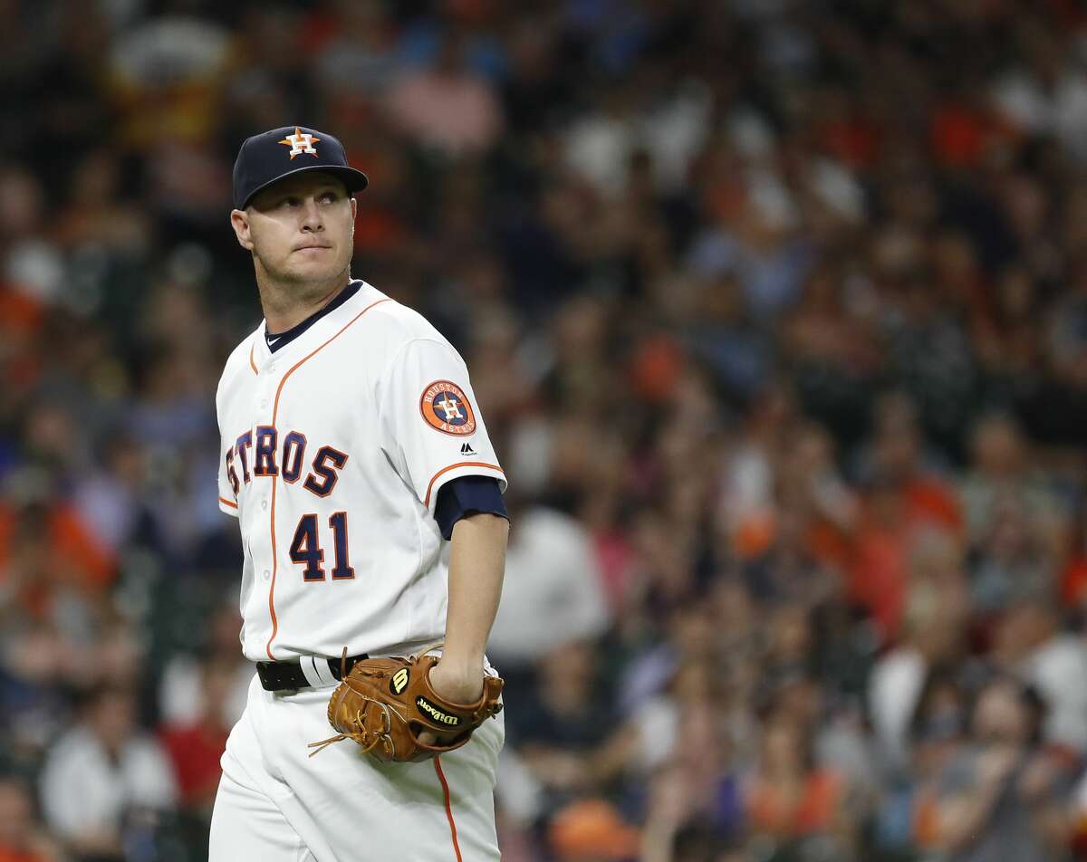 PHOTOS: Houston Astros (2019) baby photos  Houston Astros relief pitcher Brad Peacock (41) reacts after striking out Detroit Tigers Jordy Mercer to end the third inning of an MLB game at Minute Maid Park, Tuesday, August 20, 2019. >>>Guess who these Houston Astros players are based off photos from their childhood ... 