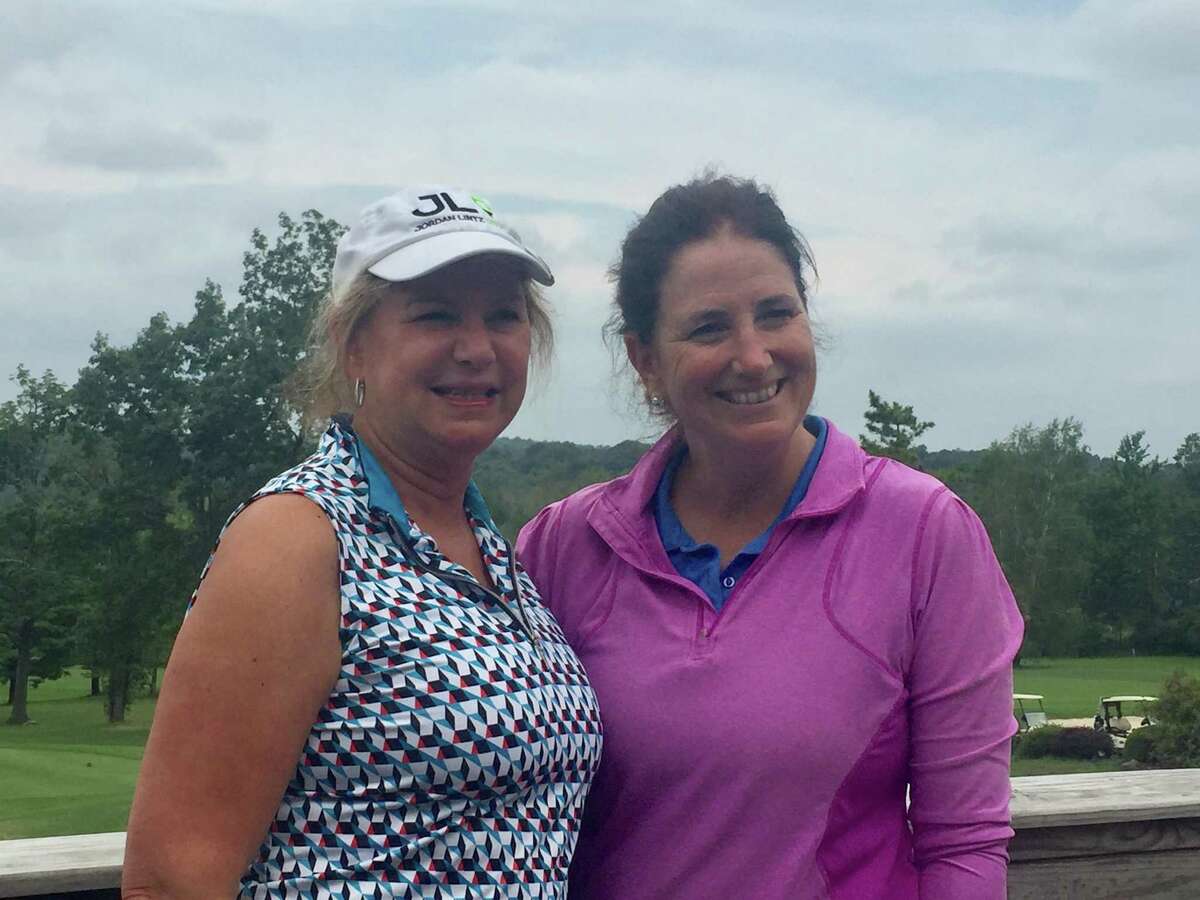 Kate Becker (right) won the 18-hole division at the Ridgefield Ladies Golf Association's President's Cup tournament. With Becker is Donna Baron, the nine-hole division champion.