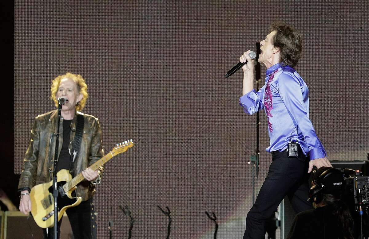 Mick Jagger and Keith Richards on stage as the Rolling Stones performed during the No Filter Tour at Levi’s Stadium in Santa Clara, Calif., on Sunday, August 18, 2019.