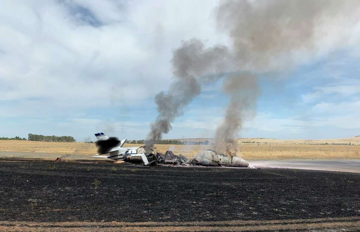 A small plane caught fire after a failed takeoff Wednesday.