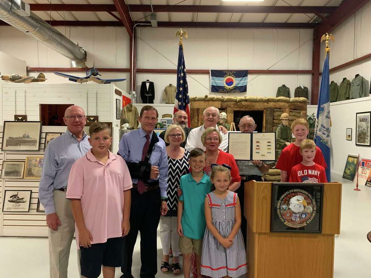 U.S. Sen. Richard Blumenthal, D-Conn., met with the family of Staff Sgt. John Gilbert at the West Haven Military Museum Thursday to honor his service in the U.S. Army during the Vietnam and Korean wars as a supply specialist