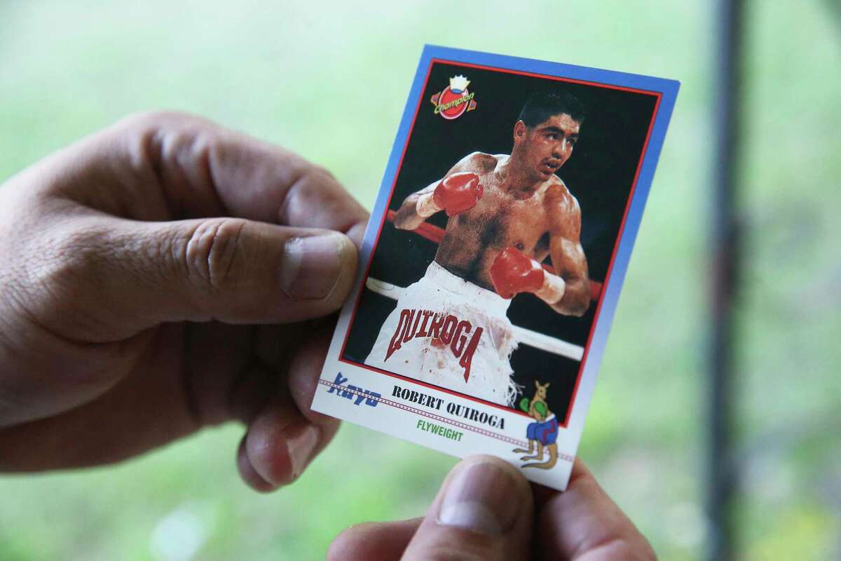 Robert "Pikin" Quiroga, brother of Epi Quiroga, was a world champion boxer before being slain by a bully. The card is shown at a family gathering on March 24, 2017.