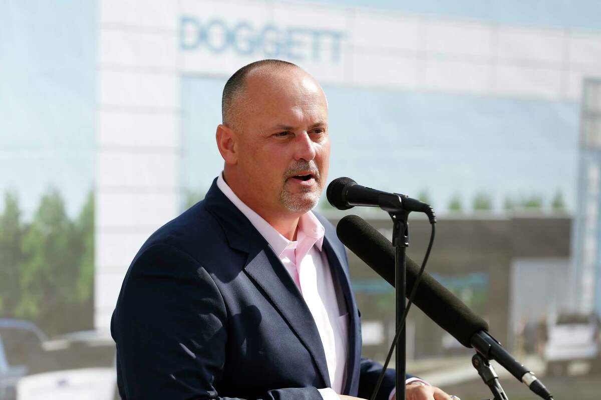 Doggett Ford VP and General Manager Jason Mosley talks during the groundbreaking of Doggett Ford $24 million dealership in north Houston Thursday, Aug. 22, 2019, in Houston.