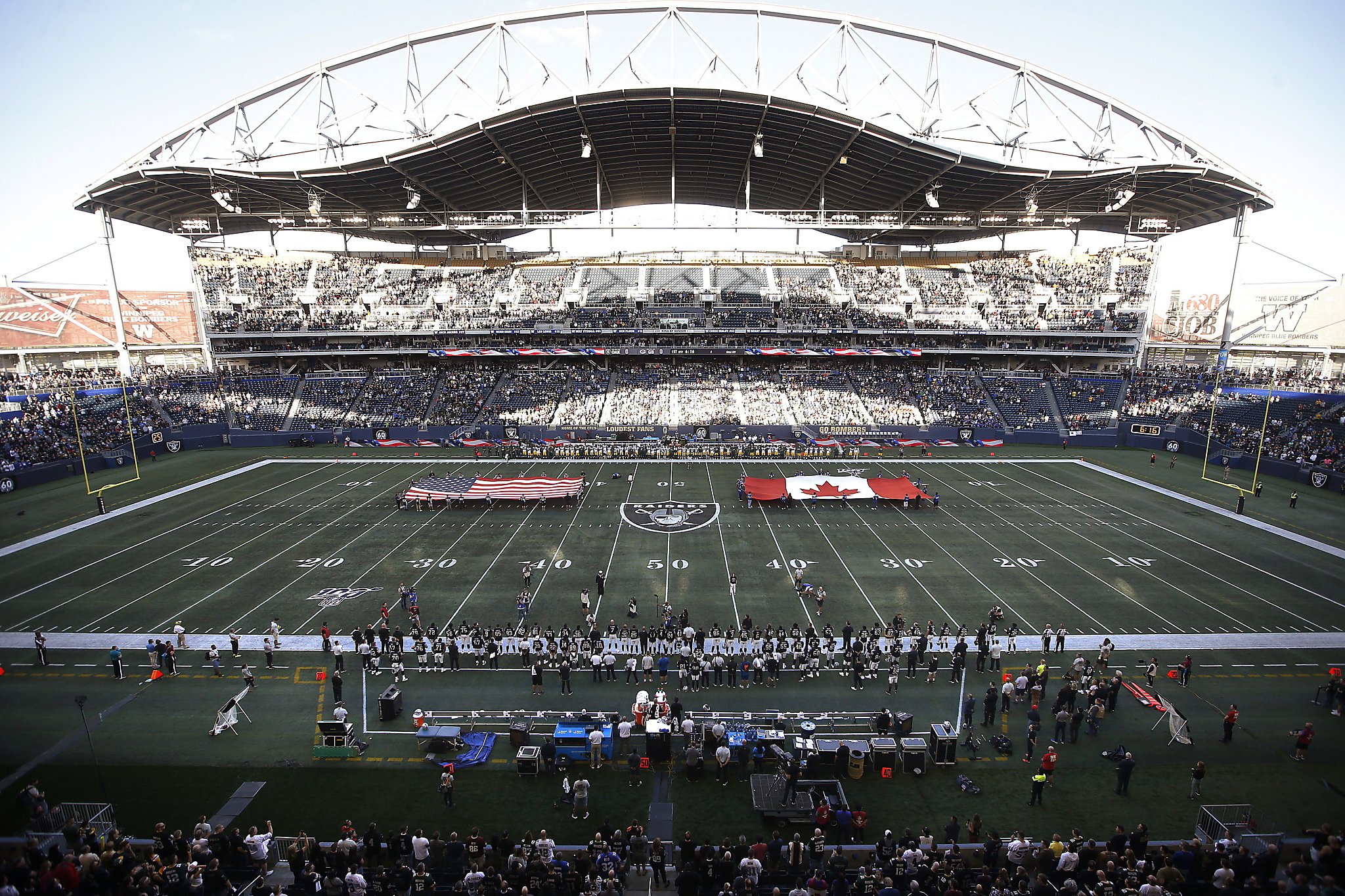 Raiders overcome Winnipeg field fiasco to claim NFL pre-season win over  Packers