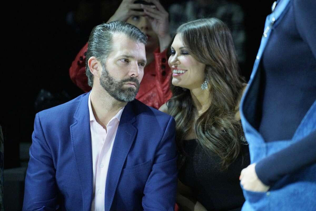 FILE - Donald Trump Jr. and Kimberly Guilfoyle attend the Zang Toi runway show in Gallery II in Spring Studios during New York Fashion Week: The Shows at Spring Studios on February 13, 2019 in New York City.