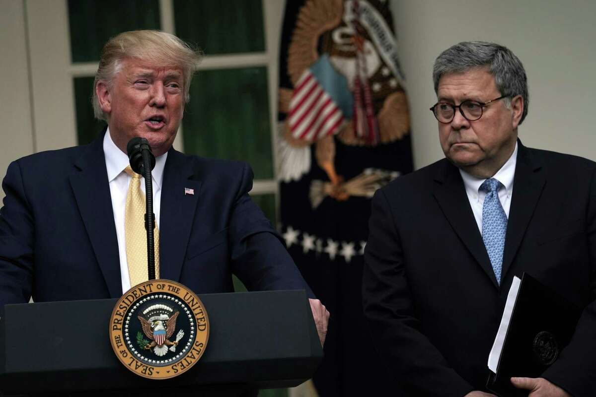 President Donald Trump makes a statement on the census with Attorney General William Barr in the Rose Garden of the White House on July 11. Trump and Barr’s tough-on-crime approach does little to combat recidivism — and district attorneys are not to blame.