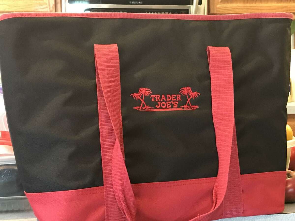One of several styles of insulated reusable grocery bags that Trader Joe’s offers sells to customers to carry frozen foods and refrigerated items.