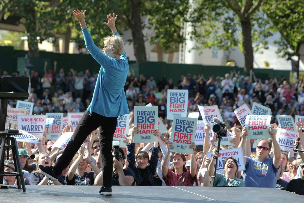 Democratic presidential candidate Senator Elizabeth Warren:  She's surging in the polls. .