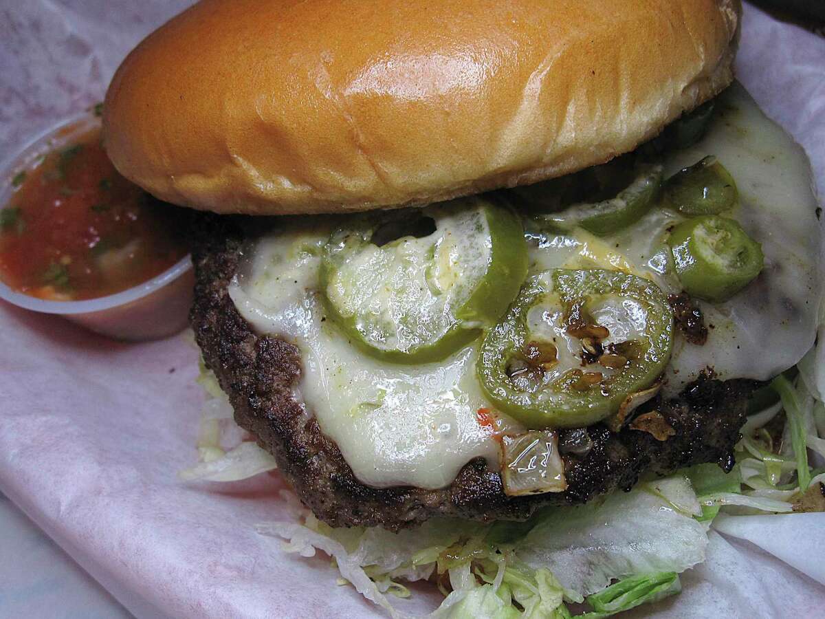 The Atomic Burger brings together jalapeños, pepperjack cheese and chipotle mayo at Beefy's on the Green.