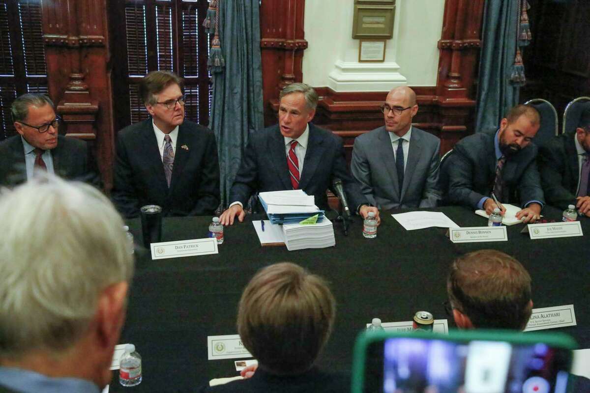 Texas Governor Greg Abbott addresses the media prior to hosting the first meeting of the Texas Safety Commission to discuss ways to respond to the recent mass shooting in El Paso.